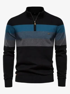 Men's Sweaters Men's Pullover Knitwear Portrait Neck Fall Dark Navy Dark Navy