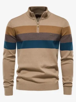 Men's Sweaters Men's Pullover Knitwear Portrait Neck Fall Dark Navy Dark Navy