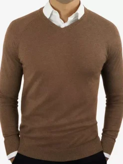 Men's Sweaters Men's Pullover Knitwear V-Neck Winter Khaki Gray