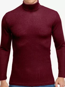 Men's Sweaters Men's Pullover Knitwear High Collar Fall White Hunter Green