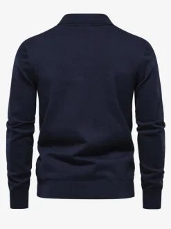 Men's Sweaters Men's Pullover Knitwear Turndown Collar Winter Black Blue