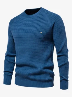 Men's Sweaters Men's Pullover Knitwear Jewel Neck Fall Gray Blue