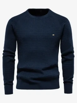 Men's Sweaters Men's Pullover Knitwear Jewel Neck Fall Gray Blue