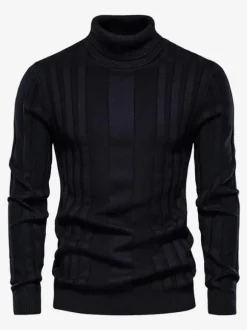Men's Sweaters Men's Pullover Knitwear High Collar Winter Coffee Brown Yellow
