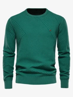 Men's Sweaters Men's Pullover Knitwear Jewel Neck Winter Green Apricot