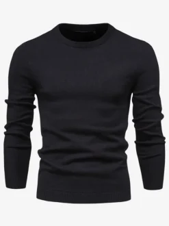 Men's Sweaters Men's Pullover Knitwear Jewel Neck Spring Dark Navy White