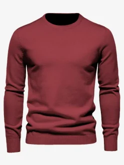Men's Sweaters Men's Pullover Knitwear Jewel Neck Spring Dark Navy White