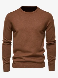 Men's Sweaters Men's Pullover Knitwear Jewel Neck Spring Dark Navy White