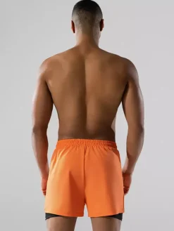 Men’s Swim Trunks Boxer Style Double-Layer Loose Fit Quick-Dry Plus Size Beach Wear