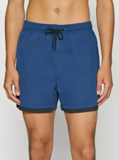 Men’s Swim Trunks Boxer Style Double-Layer Loose Fit Quick-Dry Plus Size Beach Wear