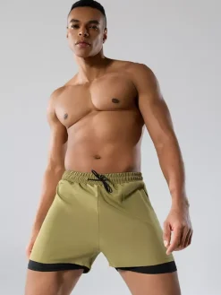 Men’s Swim Trunks Boxer Style Double-Layer Loose Fit Quick-Dry Plus Size Beach Wear