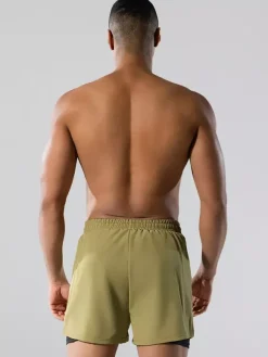 Men’s Swim Trunks Boxer Style Double-Layer Loose Fit Quick-Dry Plus Size Beach Wear