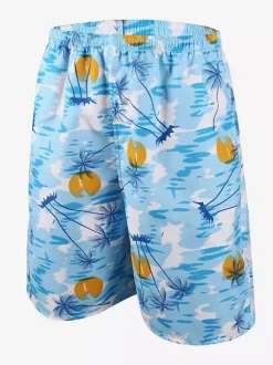 Men’s Swim Trunks Quick Dry Plus Size Tropical Printed Swimwear Beach Shorts