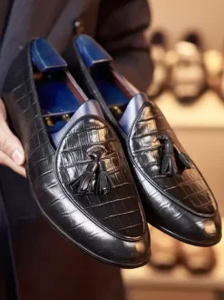 Mens Tassel Loafer Artwork Round Toe Leather Shoes Brogue Derby Formal Wedding Shoes