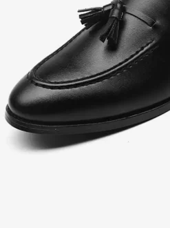 Mens Tassel Loafers Pointed Toe Low Heels Slip-on Leather Penny Shoes