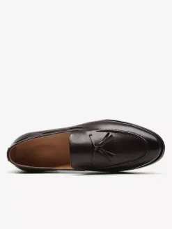 Mens Tassel Loafers Pointed Toe Low Heels Slip-on Leather Penny Shoes