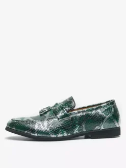 Men's Tassel Loafers Slip-On PU Leather Fish Print Round Toe For Prom Wedding Shoes
