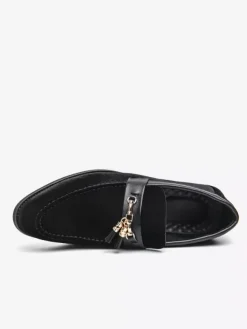 Mens Tassel Loafers Velvet Metal Buckle Rope Shoes For Wedding Prom