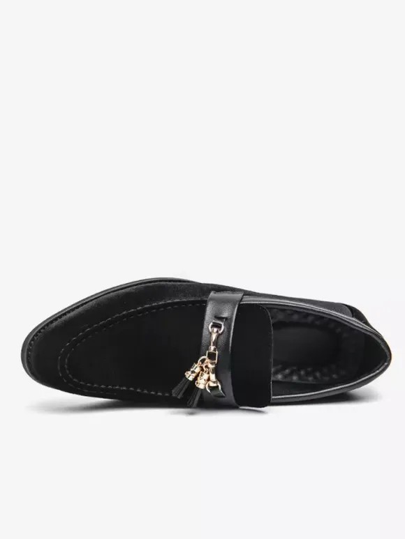 Mens Tassel Loafers Velvet Metal Buckle Rope Shoes For Wedding Prom