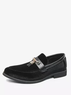 Mens Tassel Loafers Velvet Metal Buckle Rope Shoes For Wedding Prom
