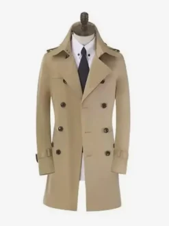 Men's Trench Coats Casual Light Apricot Chic Slim Fit Coats