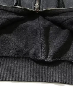 Men's Trendy American Washed Zipper Shark Masked Hooded Cardigan Sweatshirt Loose Jacket