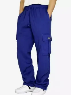 Men's Trousers Casual Oversized Natural Waist Straight Cargo Pant With Pockets