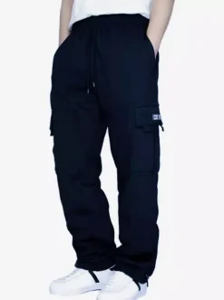 Men's Trousers Casual Oversized Natural Waist Straight Cargo Pant With Pockets