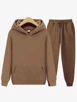 Men's Two Piece Sets Fleece Sweatshirt Men's Hoodie and Pants