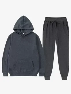 Men's Two Piece Sets Fleece Sweatshirt Men's Hoodie and Pants