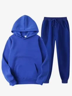 Men's Two Piece Sets Fleece Sweatshirt Men's Hoodie and Pants