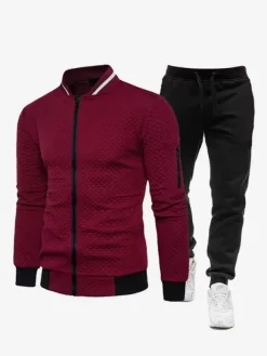 Men's Two-Piece Sets Zipper up Jacket and Slim Pant