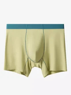 Men’s Underwear Natural Bamboo Fiber Extended-Length Boxer Briefs Premium Solid-Color Trunks