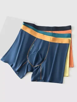 Men’s Underwear Natural Bamboo Fiber Extended-Length Boxer Briefs Premium Solid-Color Trunks