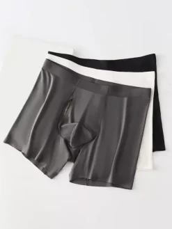 Men’s Underwear Natural Bamboo Fiber Extended-Length Boxer Briefs Premium Solid-Color Trunks