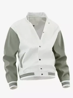 Men’s Varsity Jacket Plus-Size Causal Long Sleeve Loose Cardigan Baseball Jackets