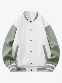 Men’s Varsity Jacket Plus-Size Causal Long Sleeve Loose Cardigan Baseball Jackets