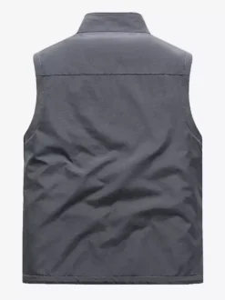 Men’s Vest Stand Collar Sleeveless Jacket Fleece Lined Vest