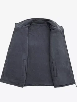 Men’s Vest Stand Collar Sleeveless Jacket Fleece Lined Vest