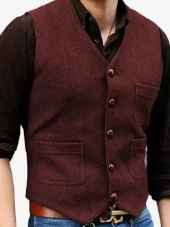 Men's Vest V-Neck Wedding Dress Vest Men's Suit Vest
