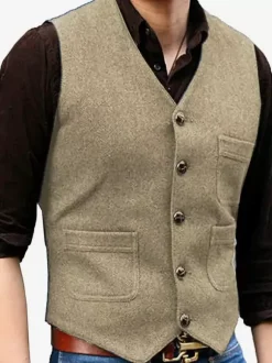 Men's Vest V-Neck Wedding Dress Vest Men's Suit Vest
