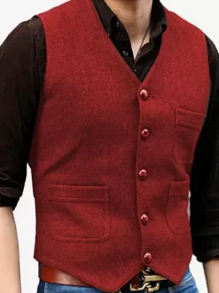 Men's Vest V-Neck Wedding Dress Vest Men's Suit Vest
