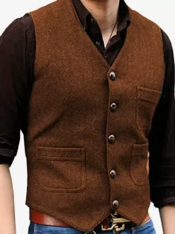 Men's Vest V-Neck Wedding Dress Vest Men's Suit Vest