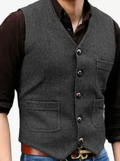 Men's Vest V-Neck Wedding Dress Vest Men's Suit Vest