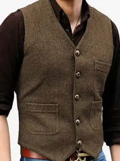 Men's Vest V-Neck Wedding Dress Vest Men's Suit Vest