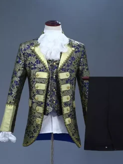 Men's Victorian Prince Costume Luxury Embroidery Costume Carnival Red Vintage Floral Long Sleeves Retro Costumes For Man