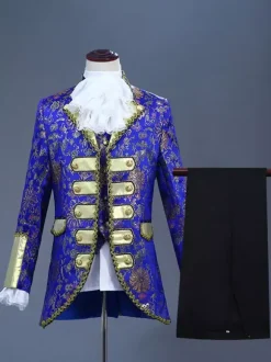 Men's Victorian Prince Costume Luxury Embroidery Costume Carnival Red Vintage Floral Long Sleeves Retro Costumes For Man