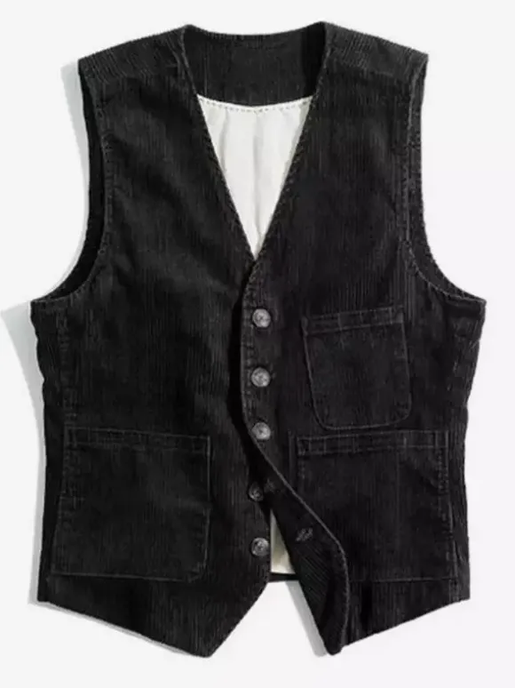 Men’s Vintage Corduroy Sleeveless Workwear Vest