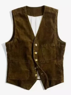 Men’s Vintage Corduroy Sleeveless Workwear Vest