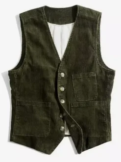 Men’s Vintage Corduroy Sleeveless Workwear Vest